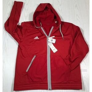 Adidas Team FZ Hoodie Men XL Red Pocket HI0714 Full Zip Aeroready Athleisure New